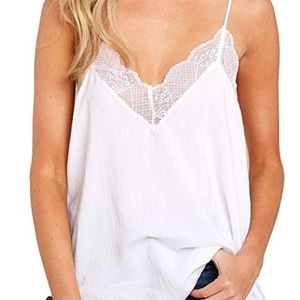WHITE  Plus Size XXL Tank Tops  Lace Cami  V Neck